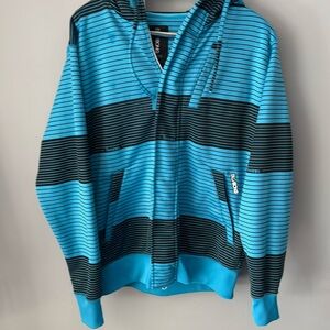 BILLABONG Men's Hooded Full Zip HeavyWeight Striped  Sweater/Jacket Size Small